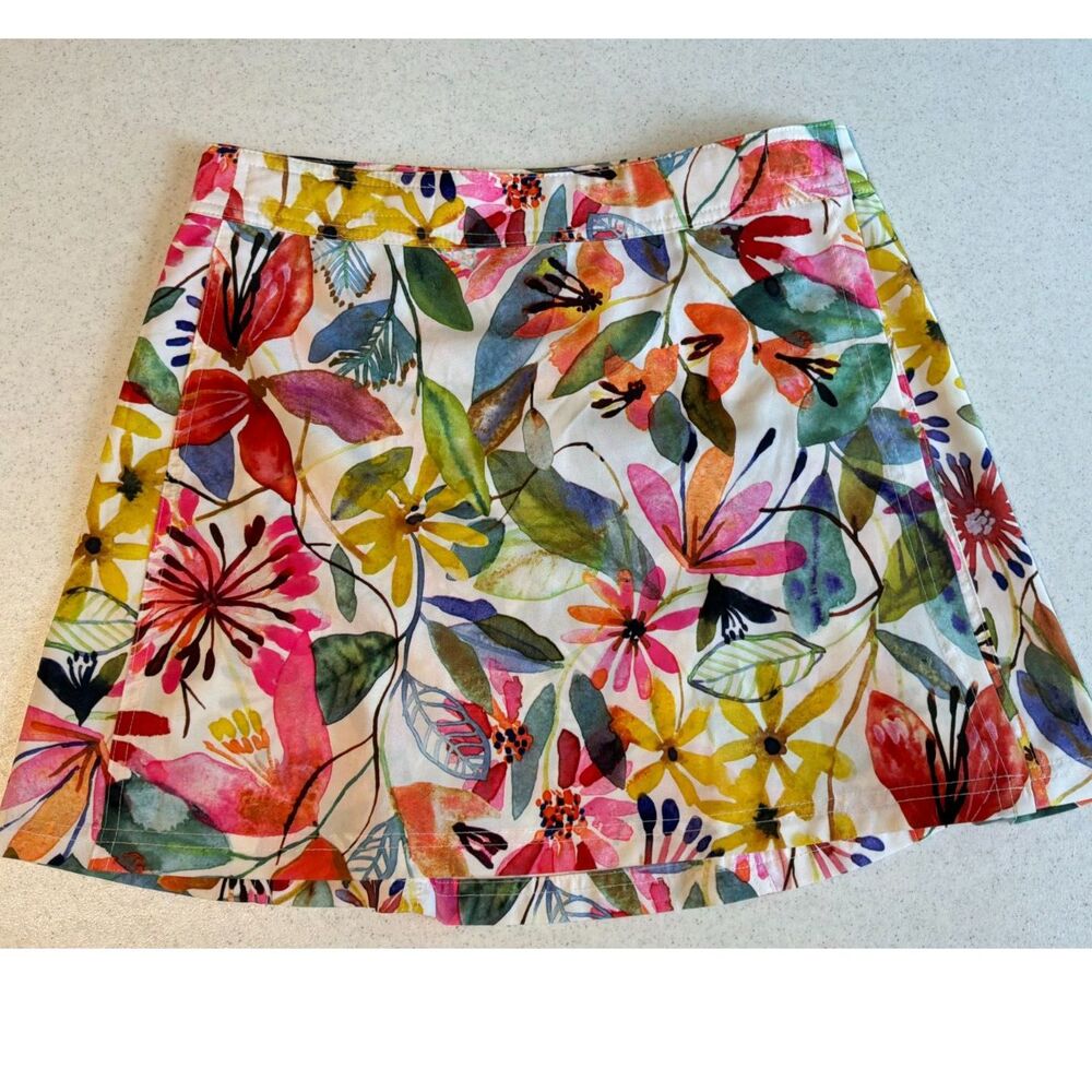 RipSkirt Hawaii Sz Small Length 1 Wildflower Watercolor Wrap Skirt Floral Velcro